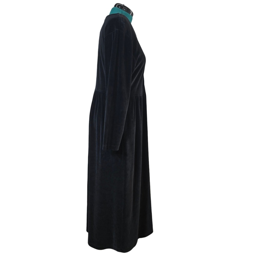 Smith & Hawken‎ Vintage Velvet Maxi Dress Womens L Long Sleeve Button Pockets - Picture 2 of 9